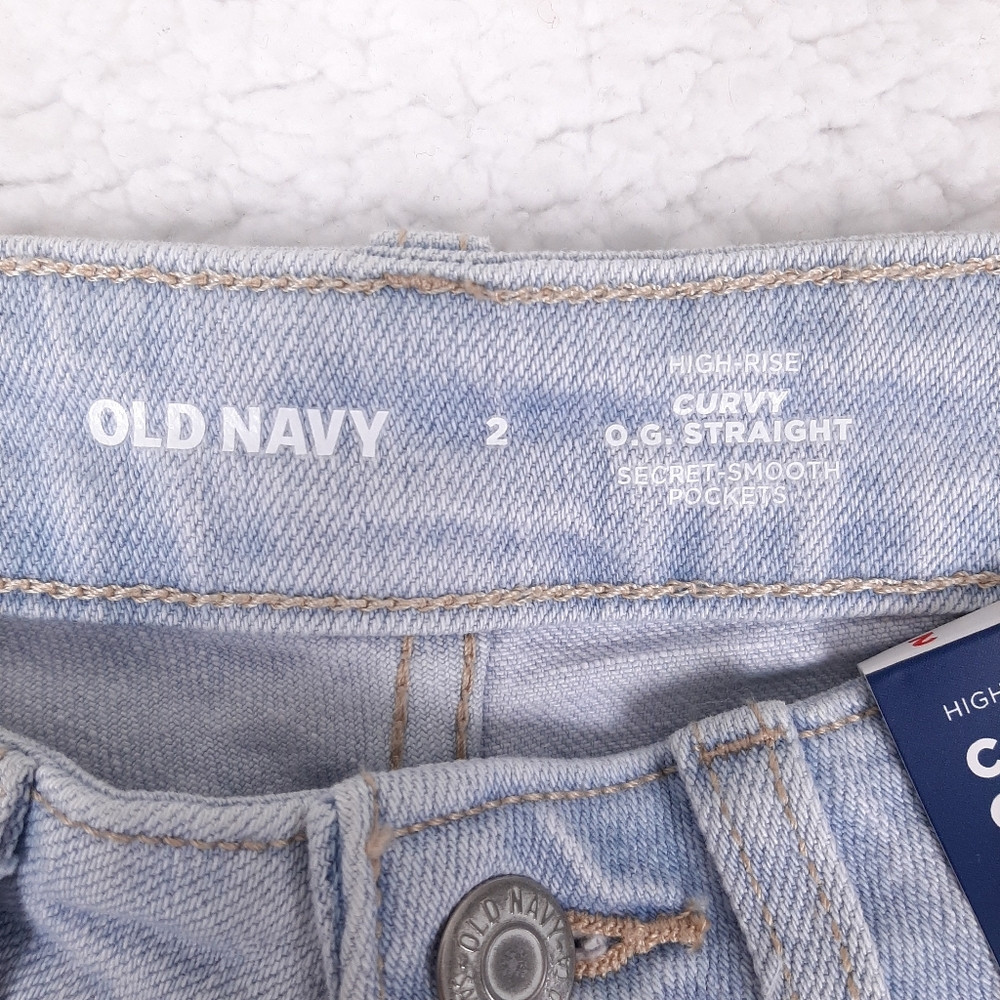 Old Navy Curvy OG Straight High Rise Ankle Jeans light wash classic 90s grunge - Picture 7 of 12